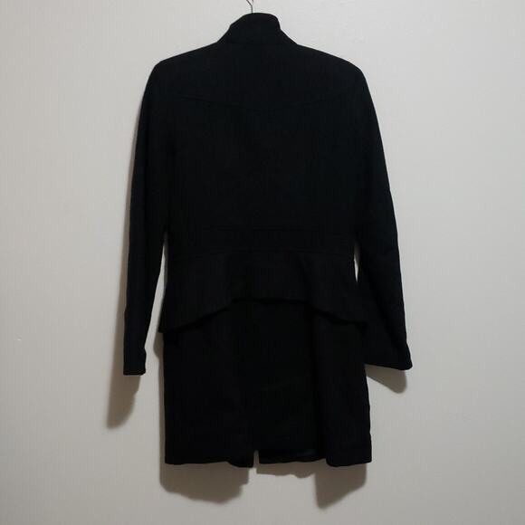 Mossimo Supply Co. Black Peacoat with Zipper Closure and Ruffle - Picture 2 of 9